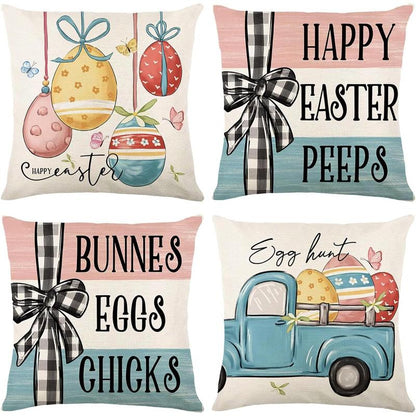 Christmas Decorations - Christmas Pillow Covers 18X18 Set of 4, Holiday Christmas Decor Home Sofa Couch Cushion Indoor Decorations