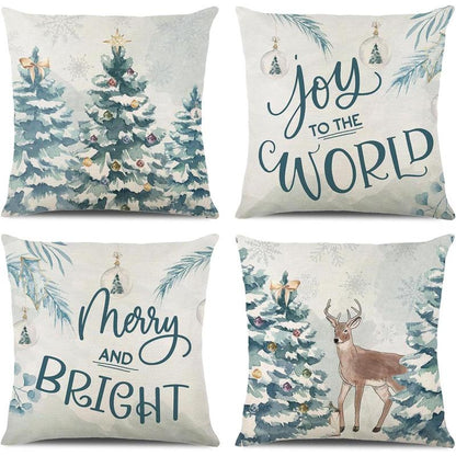 Christmas Decorations - Christmas Pillow Covers 18X18 Set of 4, Holiday Christmas Decor Home Sofa Couch Cushion Indoor Decorations